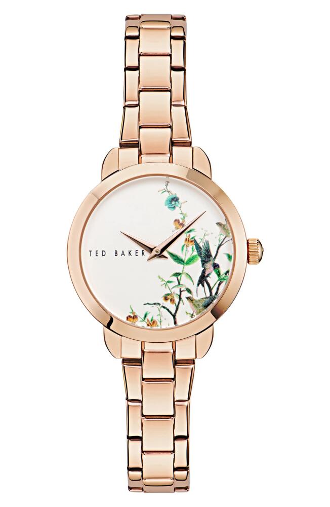 Ted Baker London Floral Watch, 14mm in Rose Gold-Tone Cover