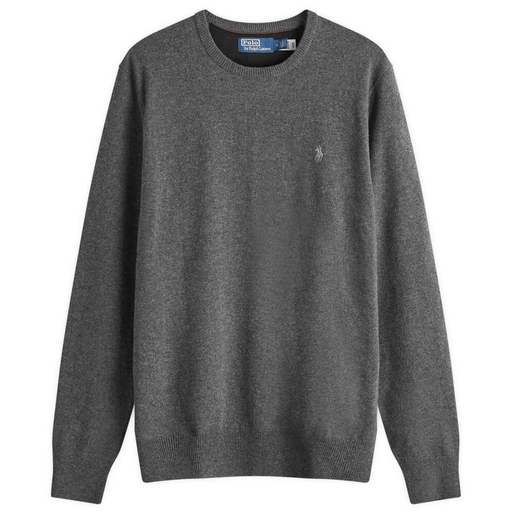 Polo Ralph Lauren Men's Lambswool Crew Neck Jumper in Dark Charcoal Heather Cover