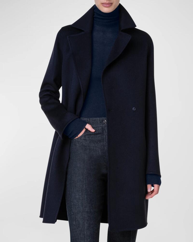 Akris Bera Brushed Cashmere Doble-Breasted Coat Cover