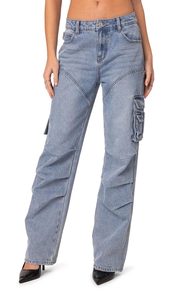 EDIKTED Winslow Straight Leg Cargo Jeans in Light-Blue Cover