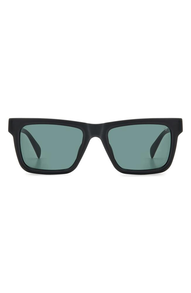 rag & bone 54mm Rectangular Sunglasses in Matte Black/Green Cover