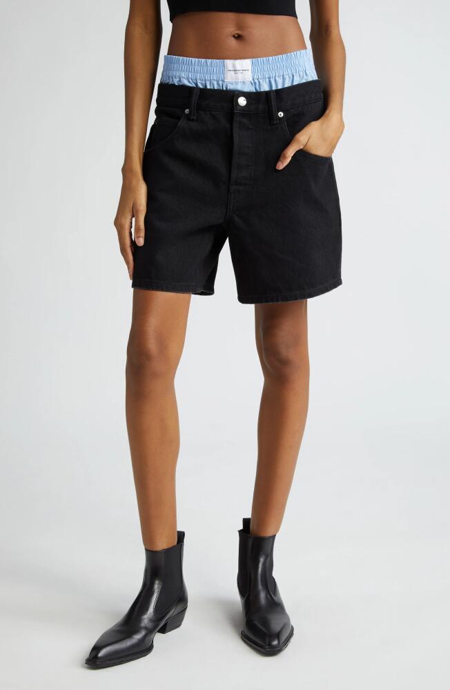 Alexander Wang Prestyled Boxer Waist Loose Fit Denim Shorts in Washed Black Cover