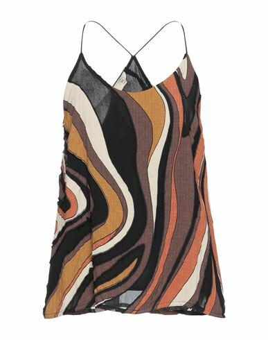 Emma & Gaia Woman Top Dark brown Polyester, Viscose Cover