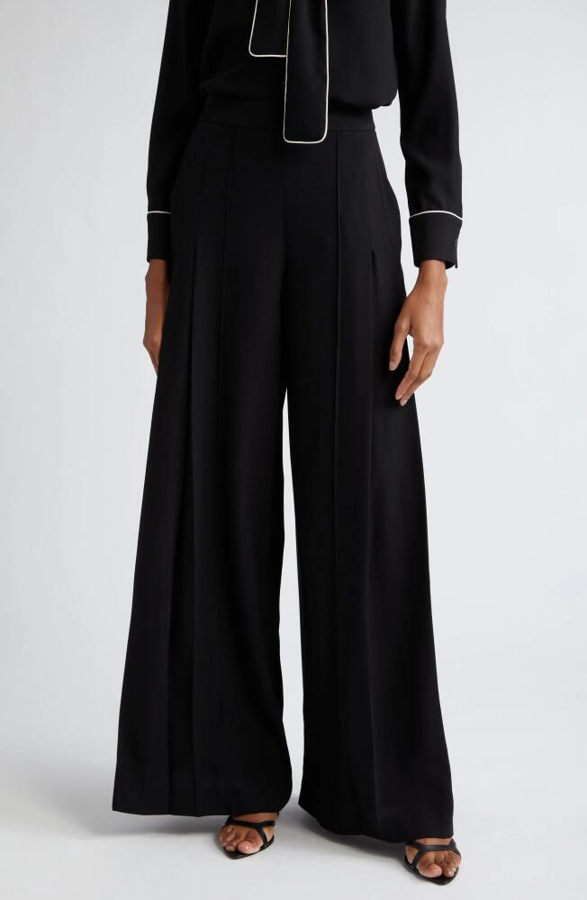 Carolina Herrera Pleated Wide Leg Pants in Black/Pearl Cover