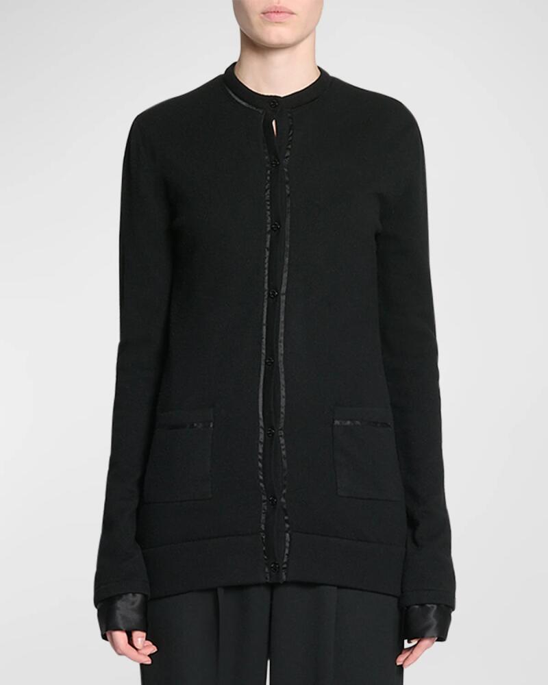 Saint Laurent Silk-Trim Crewneck Cardigan Cover