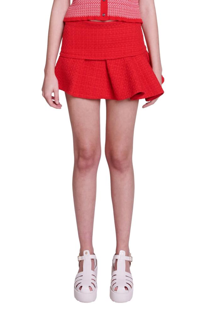 maje Jibala Ruffle Tweed Miniskirt in Red Cover