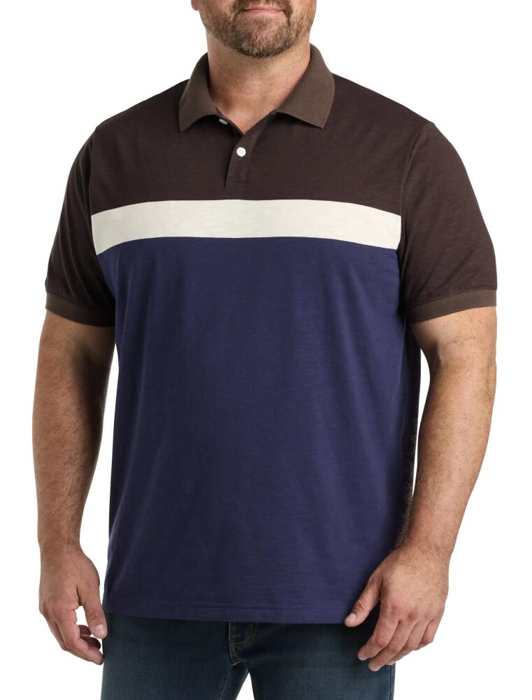 Harbor Bay by DXL Chest Striped Polo Shirt in Brown Multi Cover