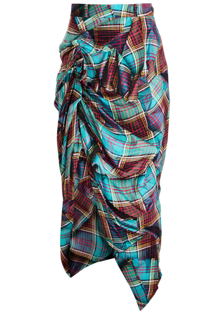 Vivienne Westwood Panther Tartan Draped Midi Skirt - Cover