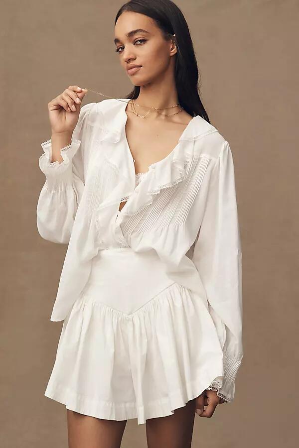 By Anthropologie Long-Sleeve Babydoll Blouse Cover