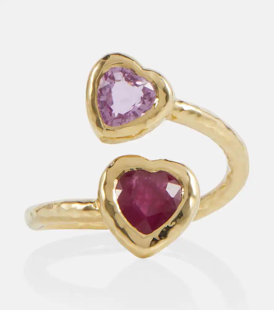 Octavia Elizabeth Moi and Toi 18kt gold ring with sapphires and rubies Cover