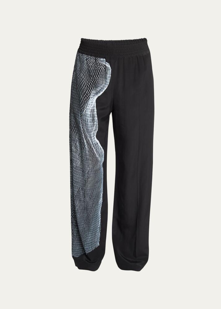 Victoria Beckham Net-Print Silk Pajama Trousers Cover