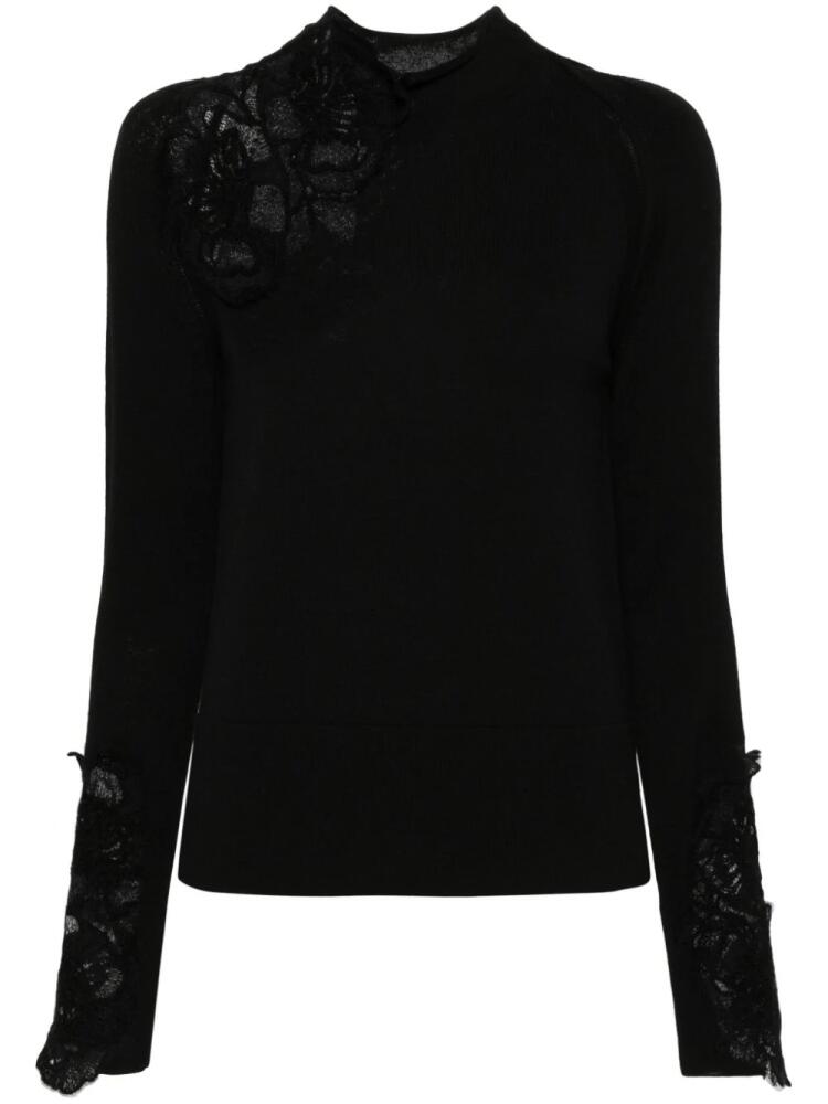 Ermanno Scervino floral lace-appliqué sweater - Black Cover