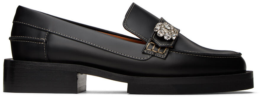 GANNI Black Leather Loafers Cover