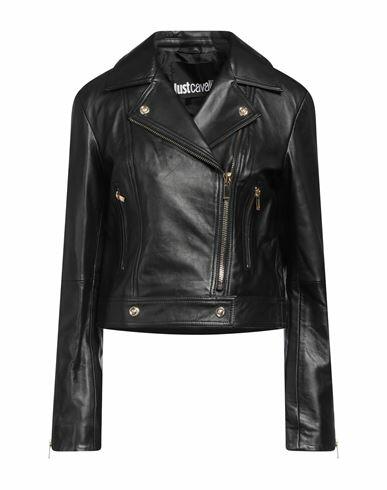 Just Cavalli Woman Jacket Black Lambskin Cover