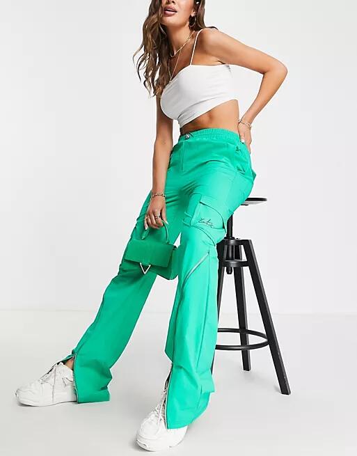 The Couture Club zip detail cargo pants in green - part of a set Cover