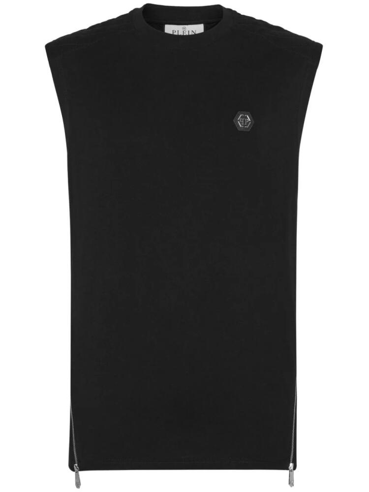 Philipp Plein logo-appliqué cotton tank top - Black Cover