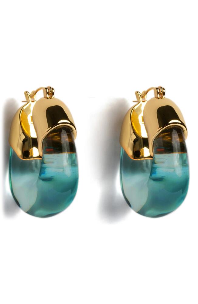 Lizzie Fortunato Resin Huggie Hoop Earrings in Turquoise Cover