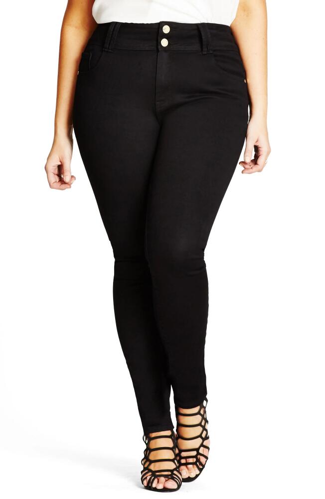 City Chic Asha High Waist Skinny Jeans in Black Cover