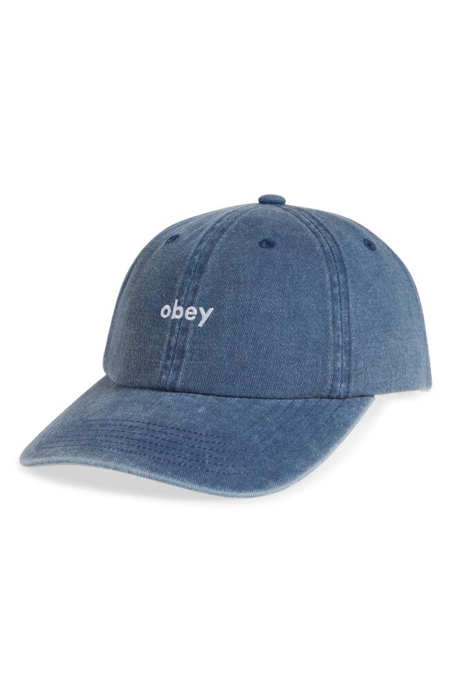 Obey Logo Cotton Twill Baseball Cap in Pigment Navy Cover