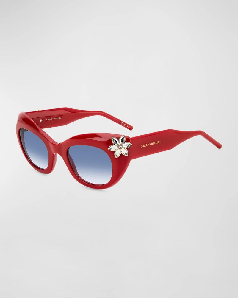 Carolina Herrera Diva Crystal Acetate Cat-Eye Sunglasses Cover