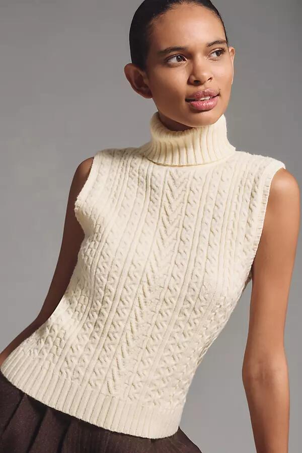 English Factory Mock-Neck Cable Sweater Tank Top Cover