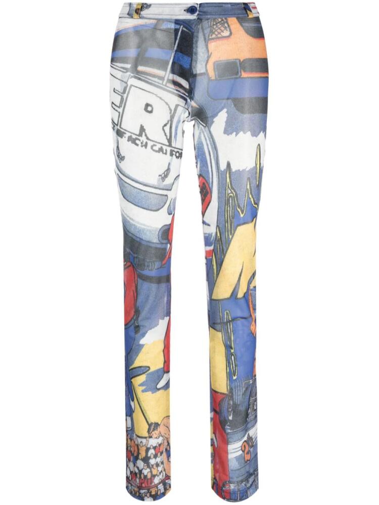 ERL illustration-print skinny trousers - Blue Cover