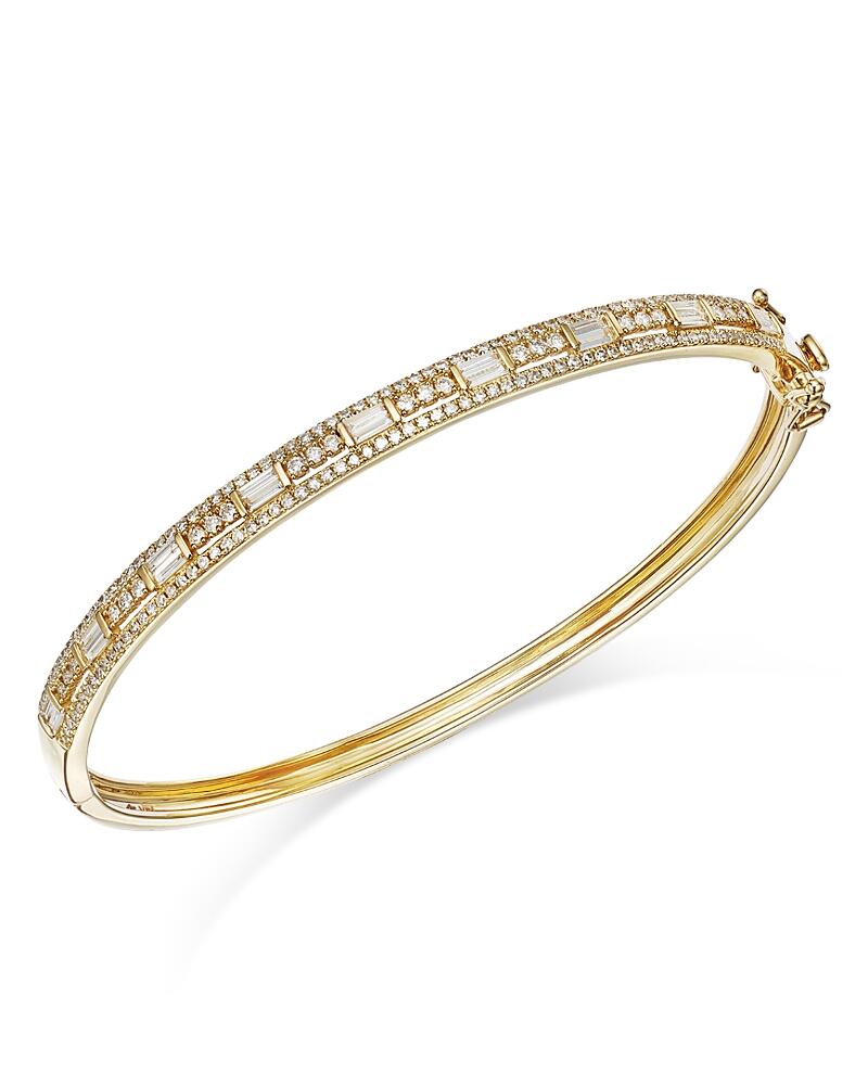 Bloomingdale's Fine Collection Diamond Round & Baguette Bangle Bracelet in 14K Yellow Gold, 1.0 ct. t. w. Cover