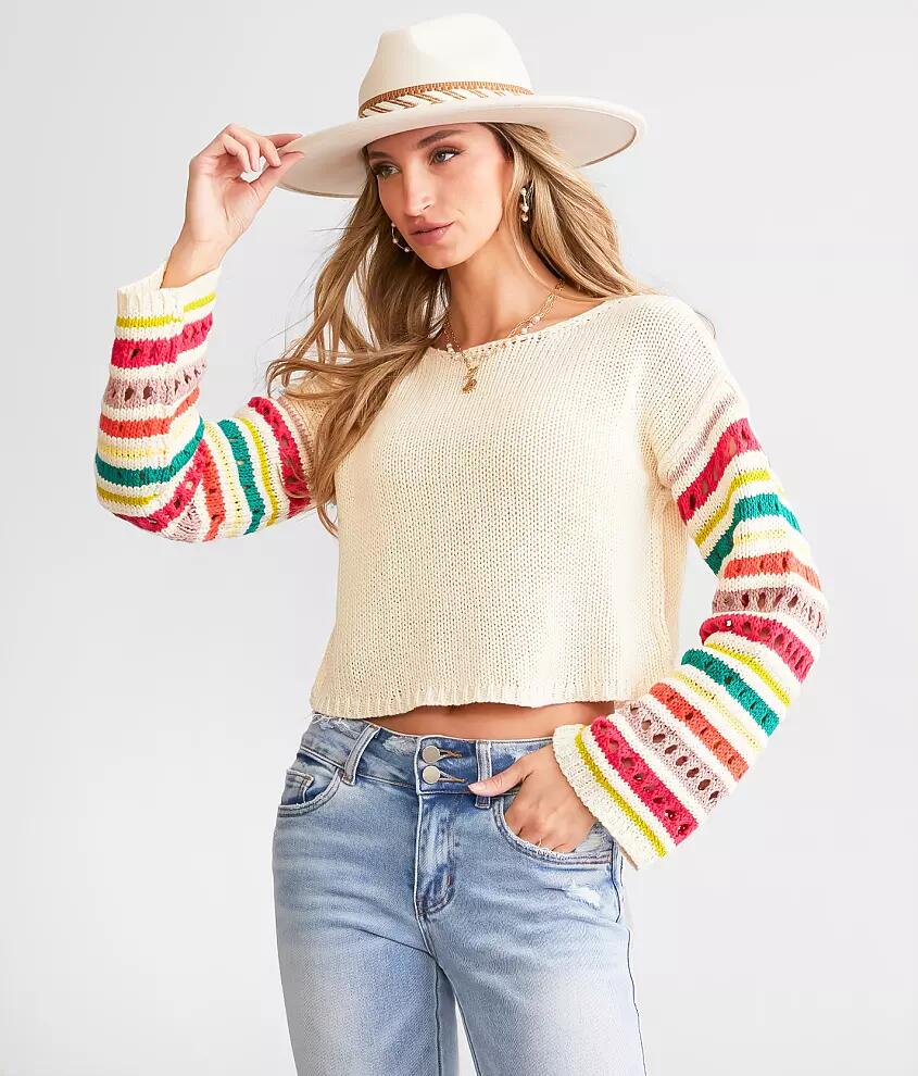 Willow & Root Pointelle Boxy Cropped Sweater Cover