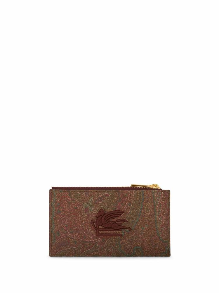 ETRO logo-embroidered jacquard leather wallet - Brown Cover