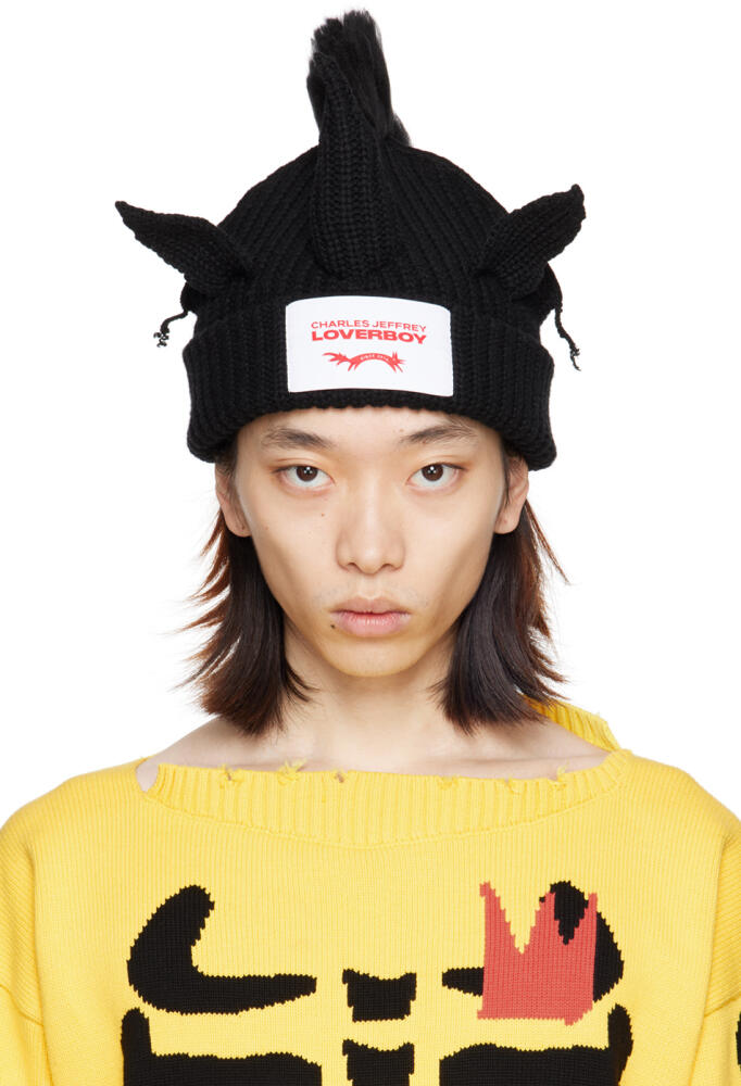 Charles Jeffrey LOVERBOY Black Chunky Unicorn Beanie Cover