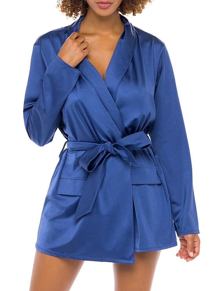 OH LA LA CHERI Women's Saskia Lace Trim Robe - Estate Blue Cover