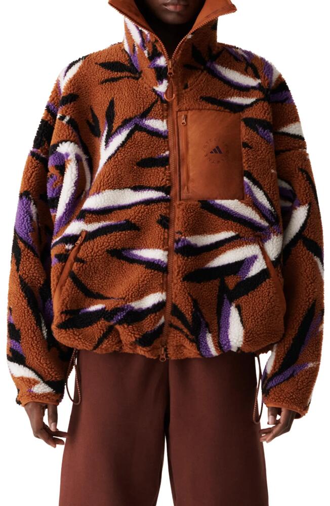 adidas by Stella McCartney Recycled Polyester Jacquard Fleece Hooded Jacket in Caramel/White/Lilac/Black Cover