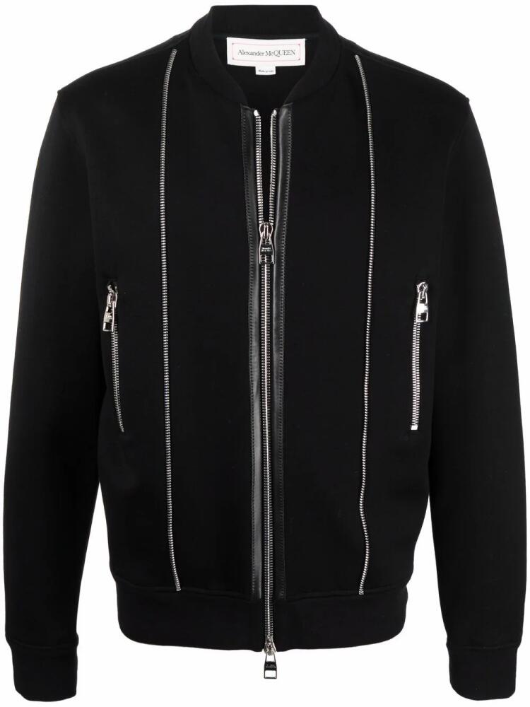 Alexander McQueen Zip-Detail logo bomber jacket - Black Cover