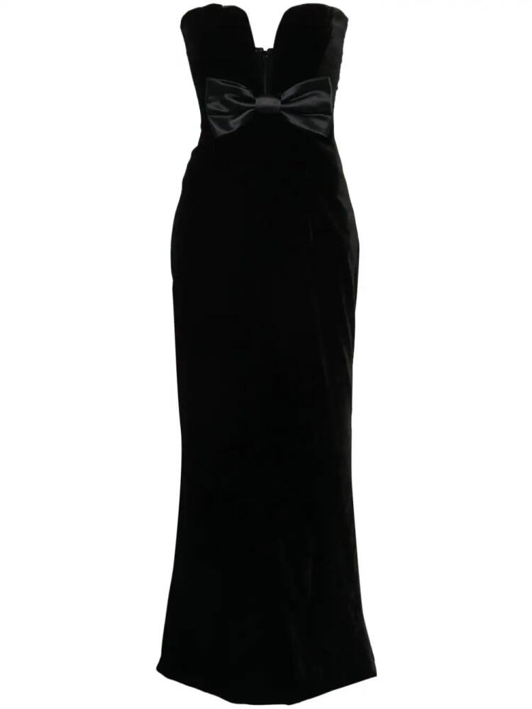 Alessandra Rich duchesse-bow velvet gown - Black Cover