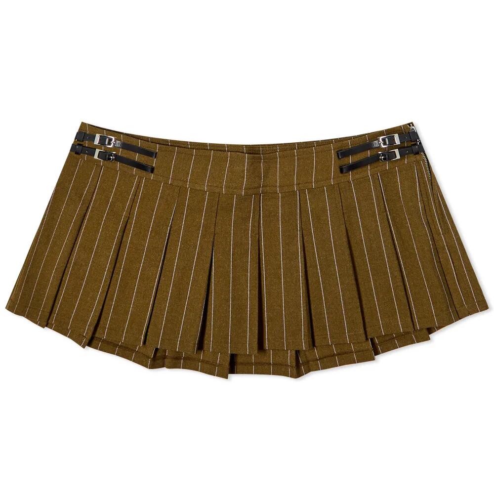 Miaou Women's Reno Mini Skirt in Olive Pinstripe Cover