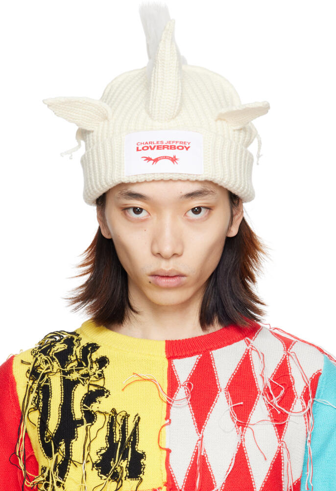 Charles Jeffrey LOVERBOY Off-White Chunky Unicorn Beanie Cover