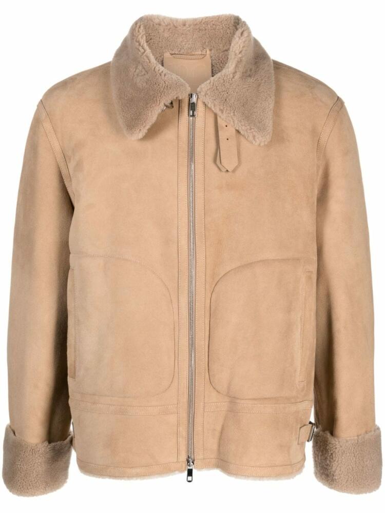 Desa 1972 buckled-collar suede jacket - Neutrals Cover