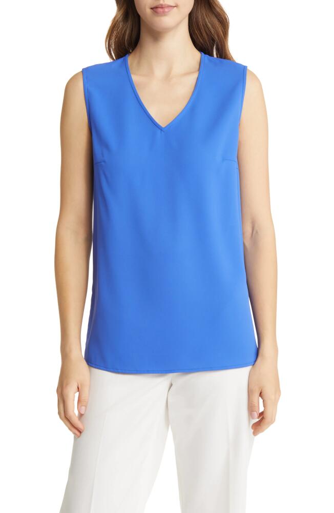 Ming Wang Crêpe de Chine Tank Top in Dazzling Blue Cover