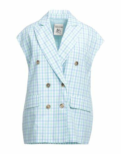 Semicouture Woman Blazer Sky blue Cotton Cover