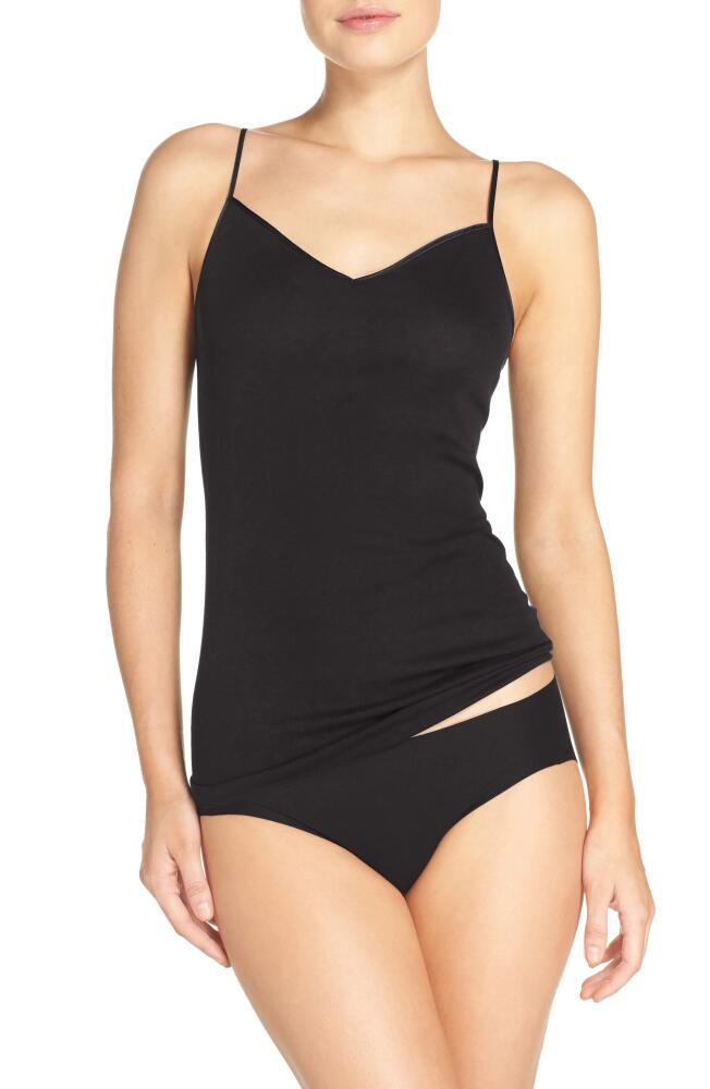 Hanro Seamless V-Neck Cotton Camisole in Black Cover