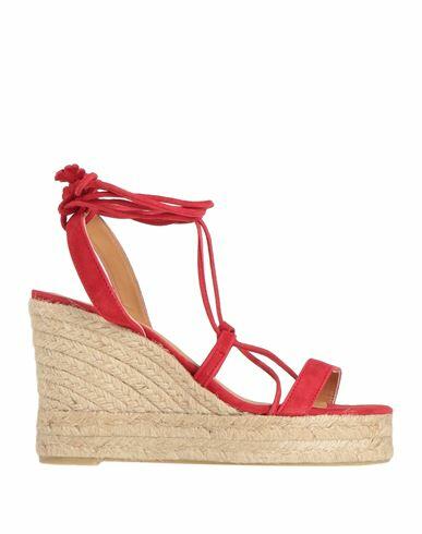 Castañer Woman Espadrilles Red Soft Leather Cover