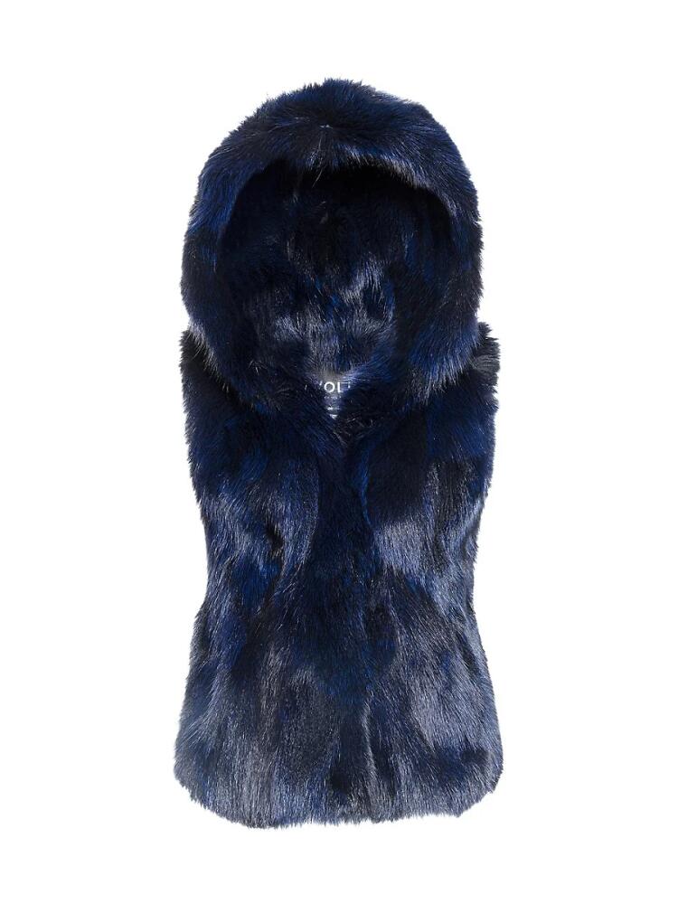 WOLFIE FURS Women's Made For Generations Collection Toscana Shearling Vest - Navy Blue Cover