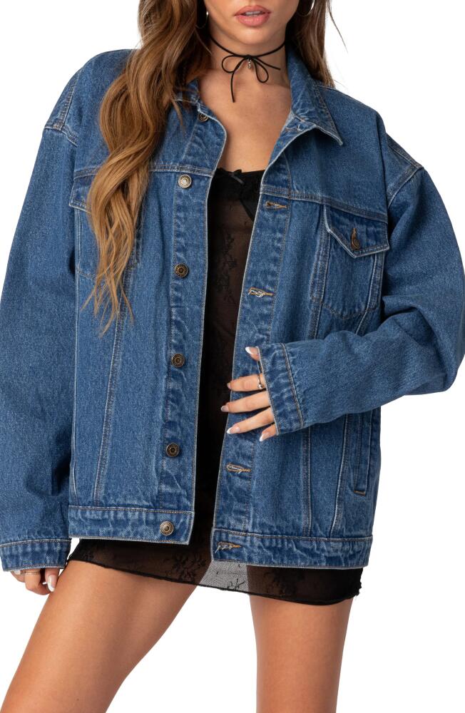 EDIKTED Dalia Oversize Denim Jacket in Dark-Blue Cover