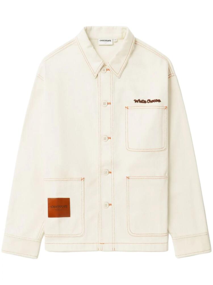 CHOCOOLATE logo-embroidered denim jacket - Neutrals Cover