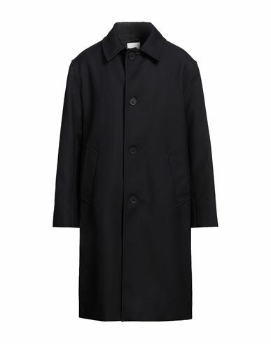 Sandro Man Coat Midnight blue Wool, Polyester Cover