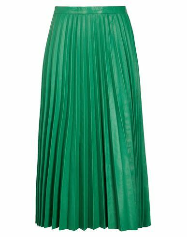 8 By Yoox Leather Pleated Midi Skirt Woman Midi skirt Green Lambskin Cover