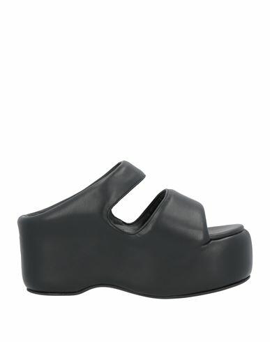 Simon Miller Woman Sandals Black Polyurethane, Polyester Cover