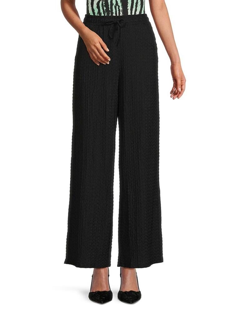 French Connection Women's Tash Textured Wide Leg Trousers - Black Cover