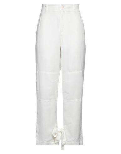 Twinset Woman Pants White Viscose, Linen Cover