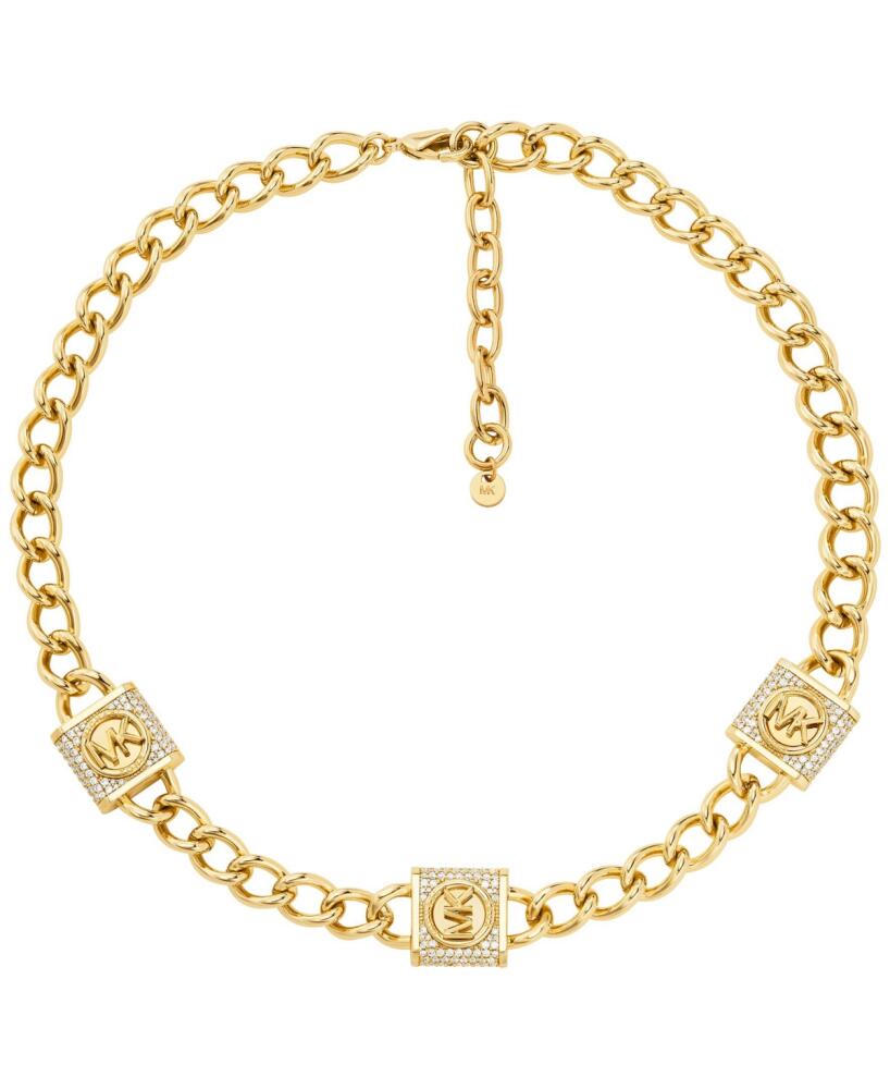 Michael Kors Cubic Zirconia Pave Station Lock Chain Necklace - Gold Cover